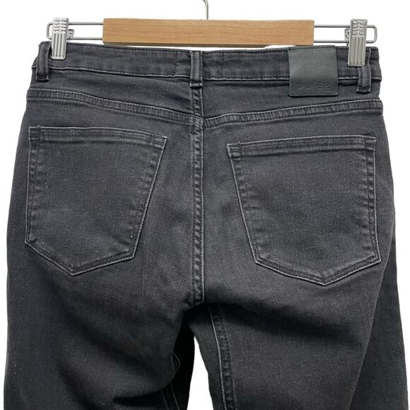 DU/ER DUER Performance Denim Straight Mid Jeans Aged Black Distressed Size 27 - Picture 4 of 13